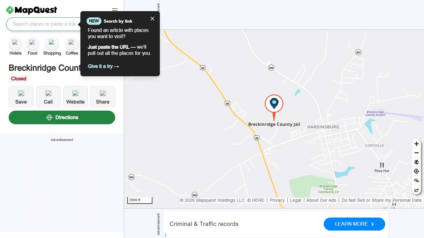Breckinridge County Jail, 500 Glen Nash Ln, Hardinsburg, KY 40143, US - MapQuest